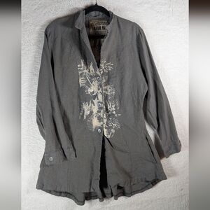 401-TALULAH‎ Women's Charcoal Jacket with Floral Accents
